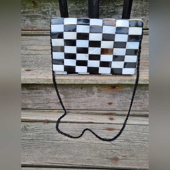 Vintage Mod by design mother of pearl  shoulder bag with beaded strap - Picture 2 of 5
